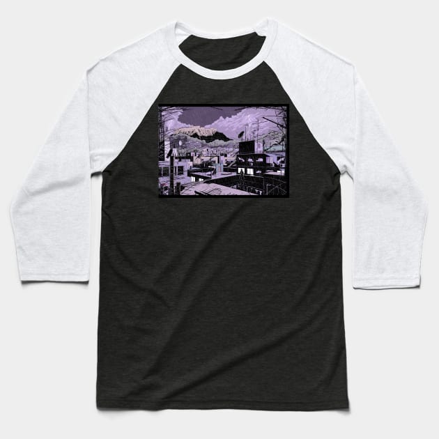 Athens In The Storm Baseball T-Shirt by Hellustrations